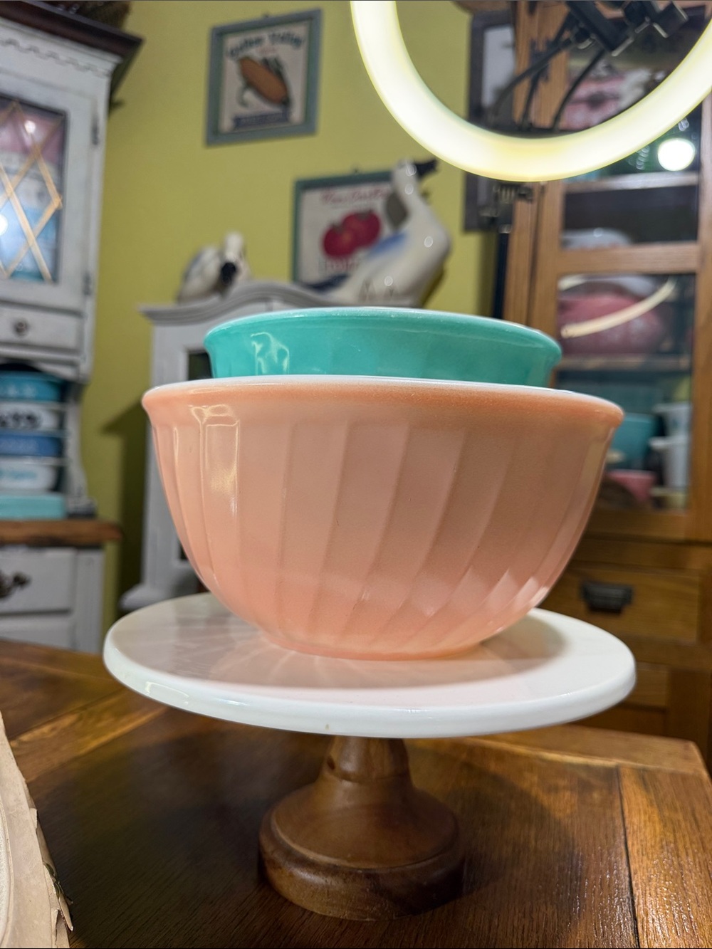 Set of Two Mixing Bowls Rainbow swirl Fire king bowls